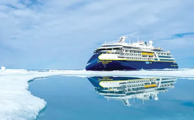 National Geographic Endurance in ice, photo courtesy Lindblad Expeditions.
