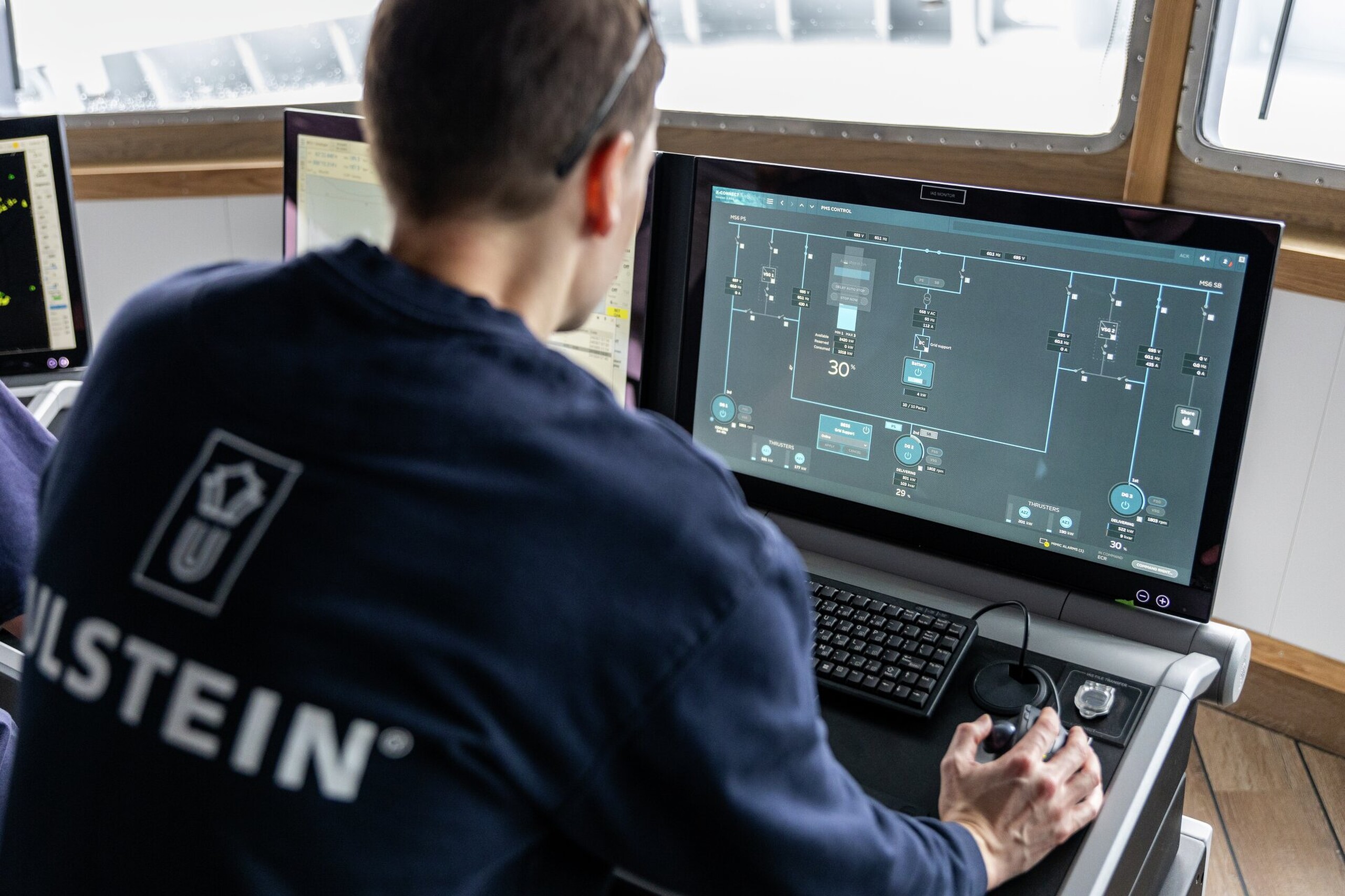 Man looking at ULSTEIN PMS onboard Olympic Notos October 2024